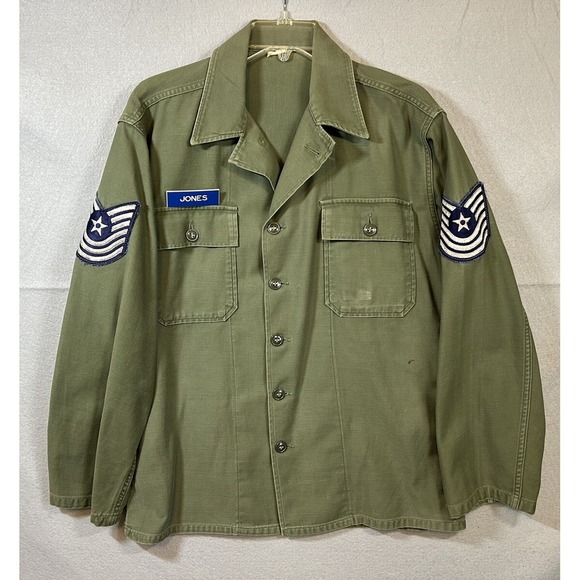 Other - Vtg US Air Force Issue Cotton Sateen Shirt (Mens Sz-a big Med-a sm LG) 0g 107